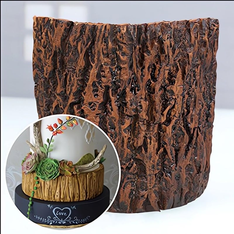Anyana Fondant Impression Mats tree bark texture fondant impression lace mold forest party Silicone imprint mold wood Cake Decorating Supplies for crust Wedding cake Decoration tools easy to use - Image 4